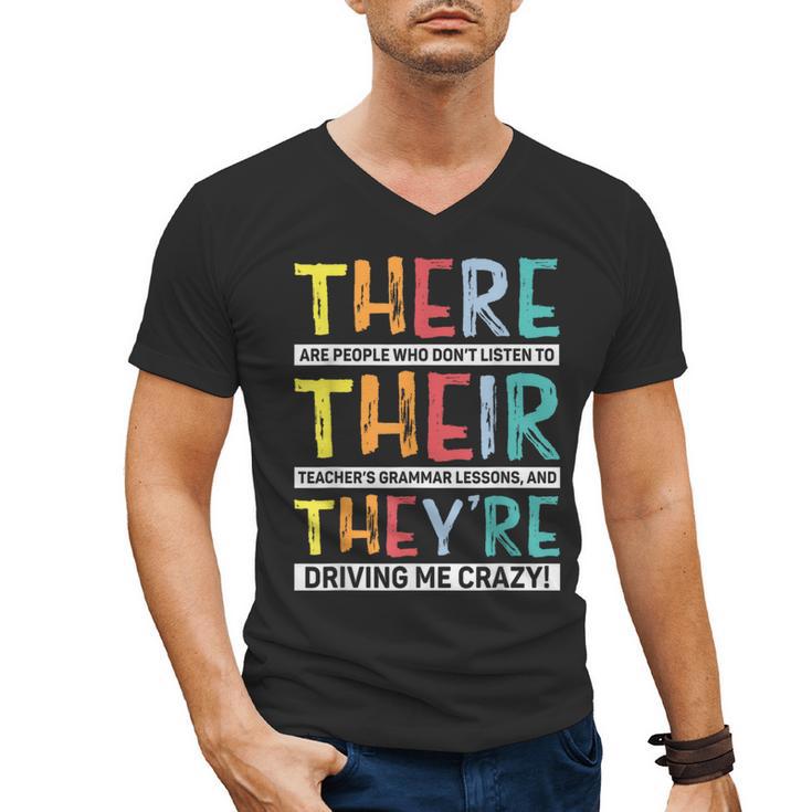 There Their They’Re Grammar Joke For English Teacher Student Men's V-Neck T-Shirt