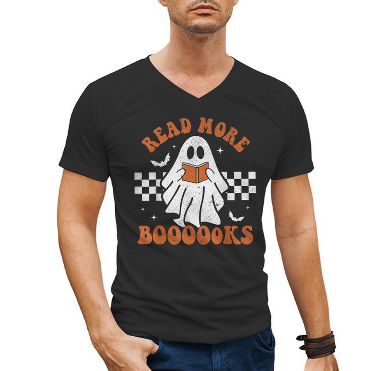 Read More Books Cute Ghost Reading Book Teacher Halloween Men's V-Neck T-Shirt