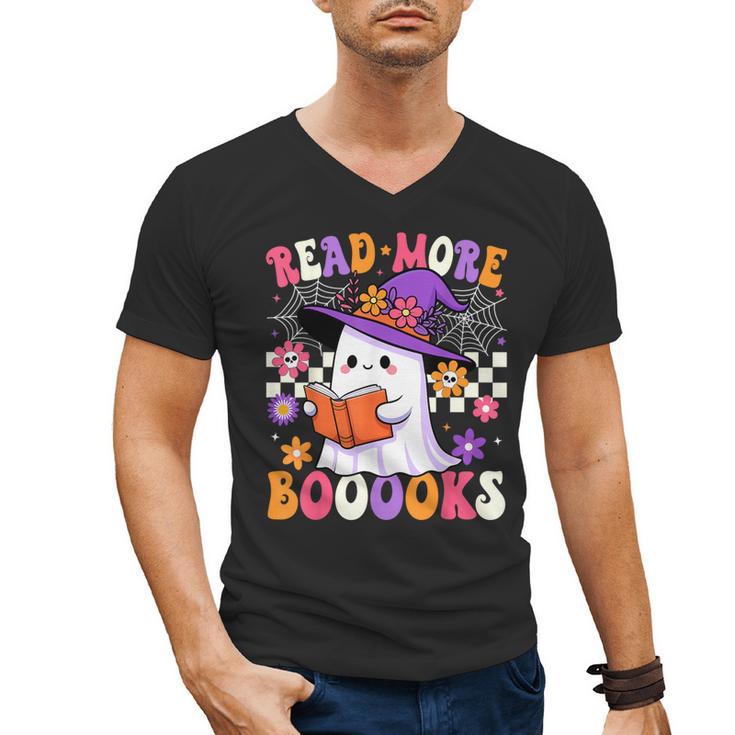 Read More Books Ghost Reading Book Teacher Halloween Men's V-Neck T-Shirt