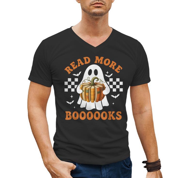 Read More Books Halloween Retro Pumpkin Reading Fall Teacher Men's V-Neck T-Shirt
