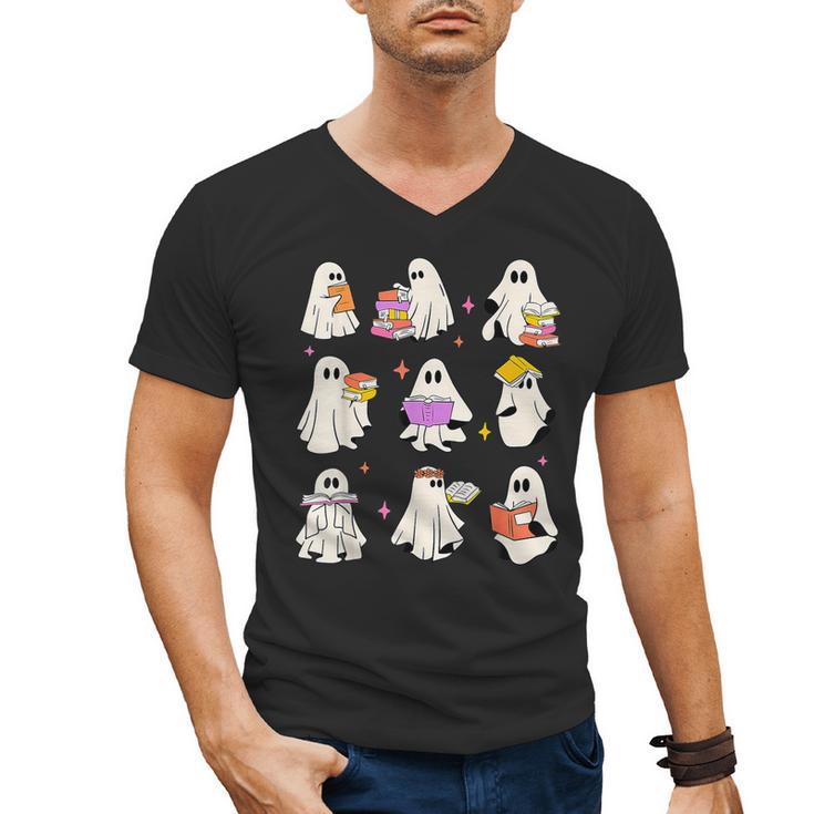 Read More Books Spooky Teacher Halloween Ghost Reading Book Men's V-Neck T-Shirt