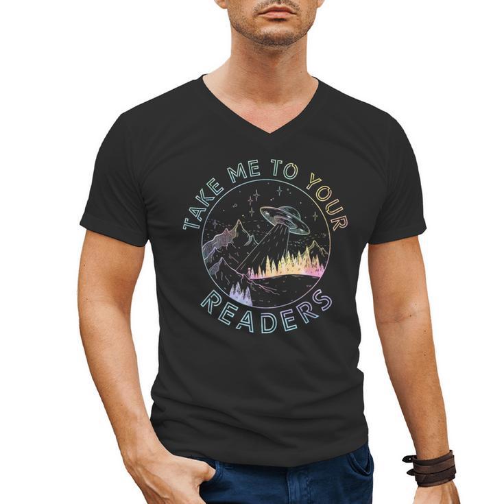 Take Reading English Teacher Library Alien Space T-S Tie Dye Men's V-Neck T-Shirt