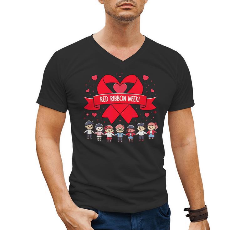 Red Ribbon Week Awareness For Students And Teachers Men Women Girls Kids Men's V-Neck T-Shirt