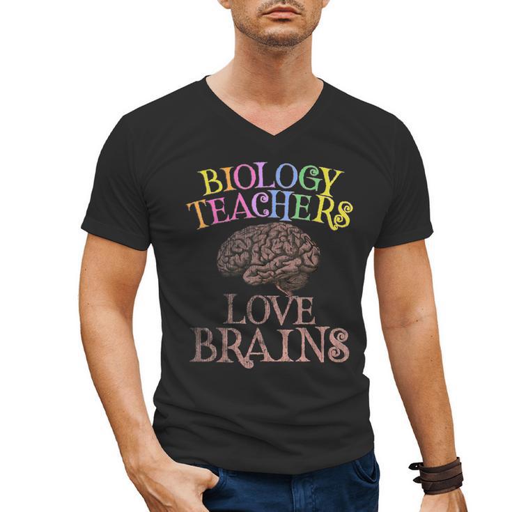 Retro BIOLOGY TEACHERS LOVE BRAINS This Is My Scary STEM Men's V-Neck T-Shirt