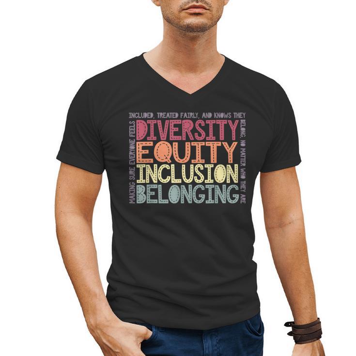 Retro Diversity Equity Inclusion Belonging DEIB Teacher Men's V-Neck T-Shirt, trending gift Retro Diversity Equity Inclusion Belonging DEIB Teacher Men's V-Neck T-Shirt, trending gift