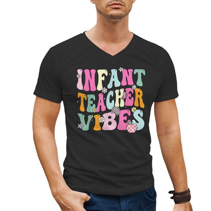 Retro Infant Teacher Vibes Women Daycare Teacher Men's V-Neck T-Shirt