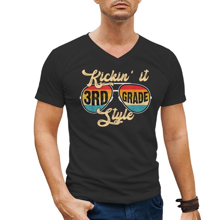 Retro Kickin It 3rd Grade Style Teacher Back To School Men Women Men's V-Neck T-Shirt