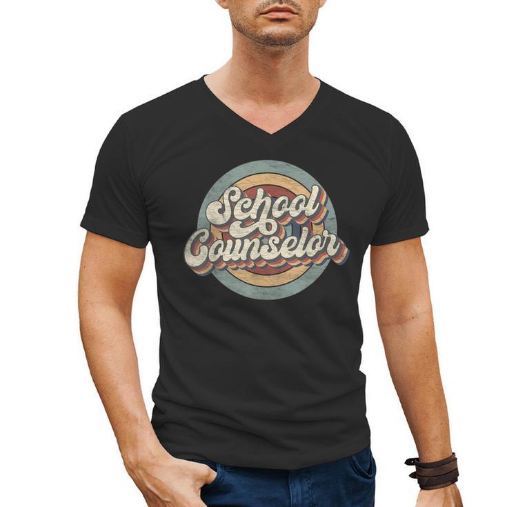 Retro School Counselor Back To School Teacher Squad Crew Men's V-Neck T-Shirt