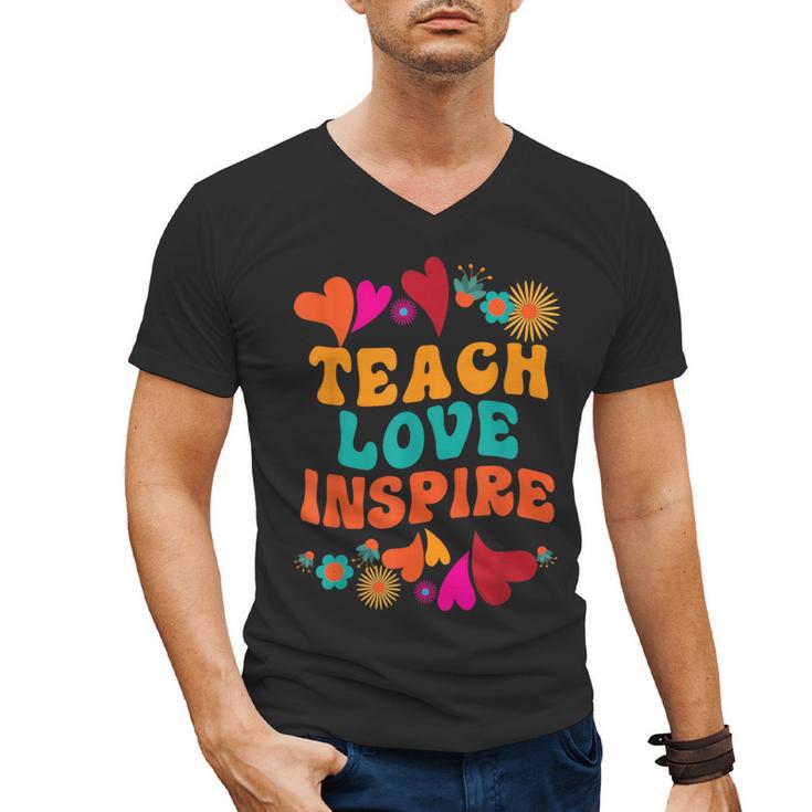 Retro Teach Love Inspire Back To School Teachers Men's V-Neck T-Shirt, trending gift