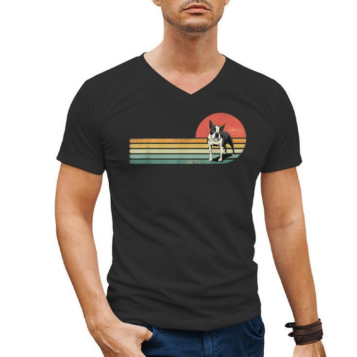 Retro Vintage Boston Terrier Dog Lover Boston Terrier Mom Men's V-Neck T-Shirt