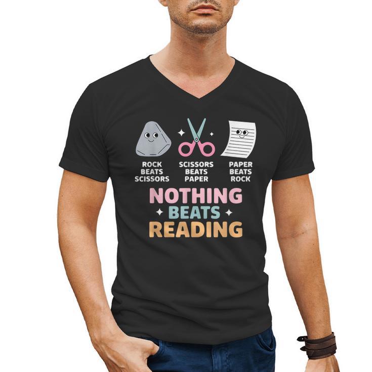 Rock Paper Scissors Teacher Librarian Nothing Beats Reading Men's V-Neck T-Shirt