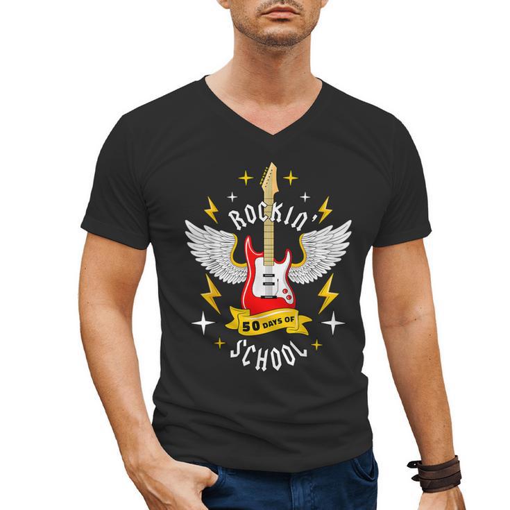 Rockin 50 Days Of School 50th Day Of School Teacher Student Men Women Girls Kids Men's V-Neck T-Shirt