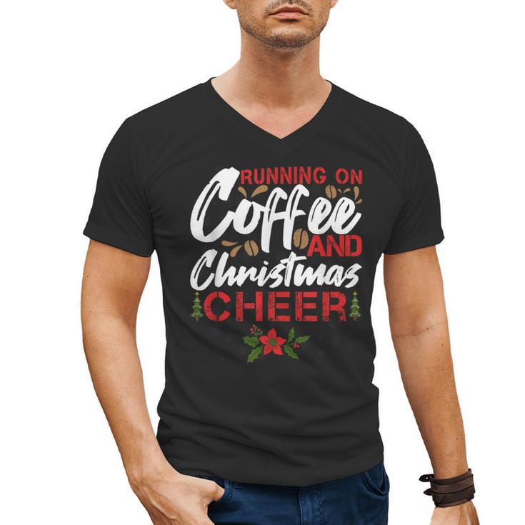 Running On Coffee And Christmas Cheer Lover Teacher For Men Women Kids Men's V-Neck T-Shirt