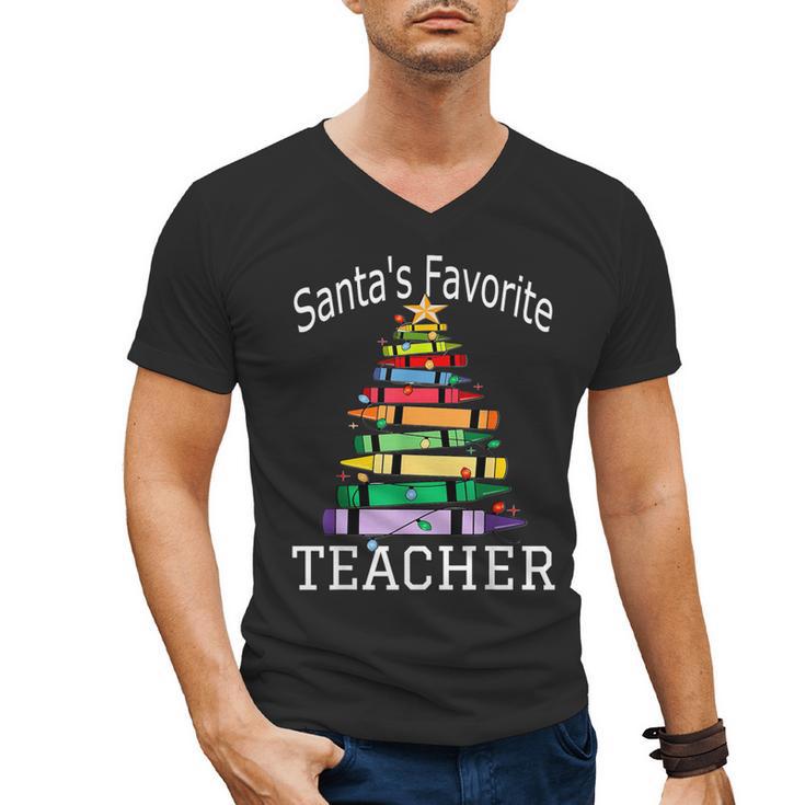 Santa's Favorite Teacher Idea For Christmas Teachers Men's V-Neck T-Shirt