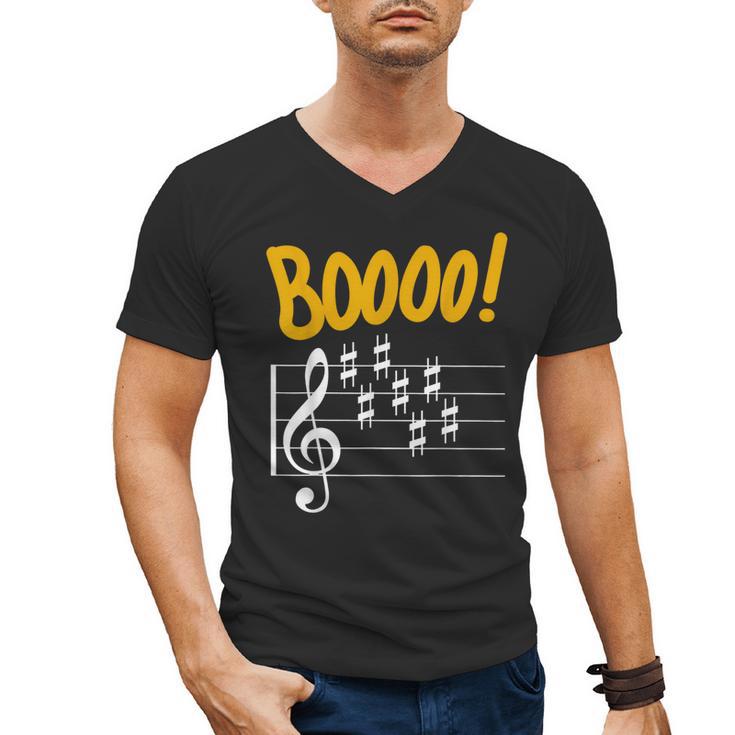 Scary Key Signature Boo Music Halloween Musician Teacher Men Women Men's V-Neck T-Shirt