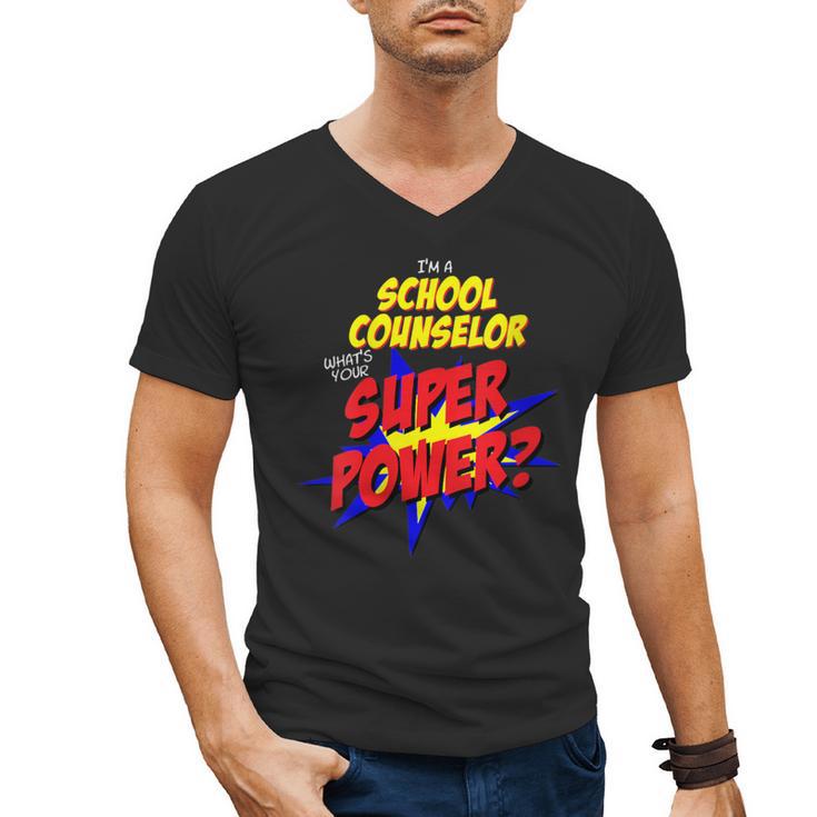 School Counselor Teacher Superhero Superpower Comic Book Men's V-Neck T-Shirt