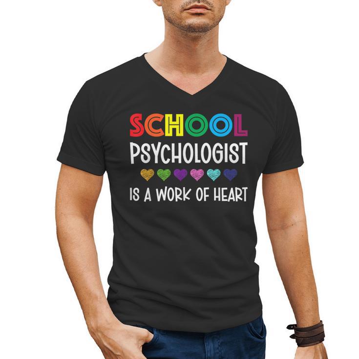 School Psychologist Is a Work Of Heart Teacher LSSP Doctor Men's V-Neck T-Shirt