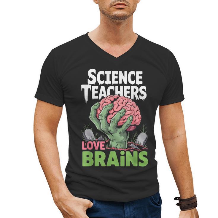 Science Teachers Love Brains Shirt Men Women Halloween Men's V-Neck T-Shirt