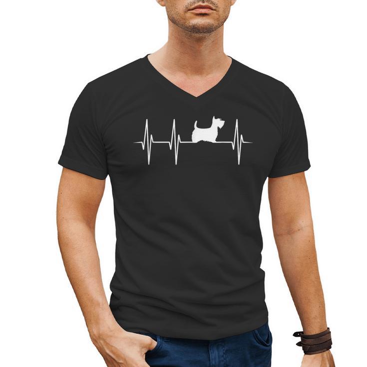 Scottish Terrier Dog Heartbeat Scottie Dog Lover T-Shirt Men's V-Neck T-Shirt