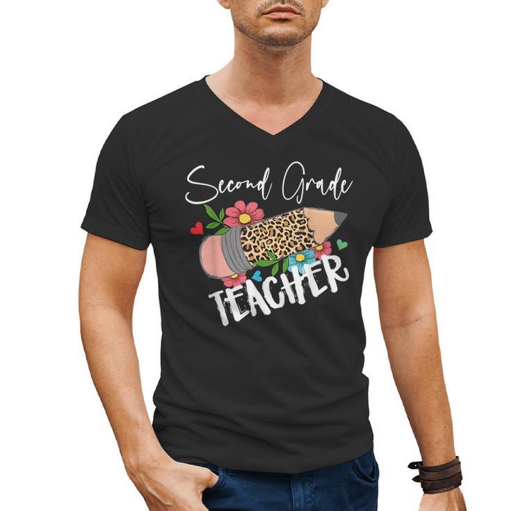 Second Grade Teacher Leopard Pencil 2nd Grade Women Teacher Men's V-Neck T-Shirt, 2nd Grade Teacher Gifts, trending gift Second Grade Teacher Leopard Pencil 2nd Grade Women Teacher Men's V-Neck T-Shirt, 2nd Grade Teacher Gifts, trending gift