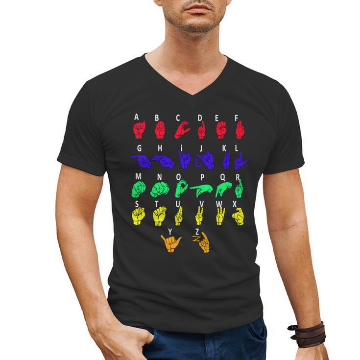 Sign Language Alphabet For ASL Interpreter Deaf Teacher Stud For Men Women Girls Kids Men's V-Neck T-Shirt