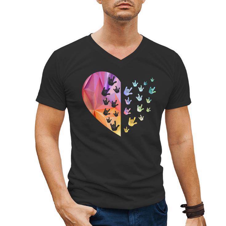 Sign Language Heart ASL For Deaf Teacher Men's V-Neck T-Shirt