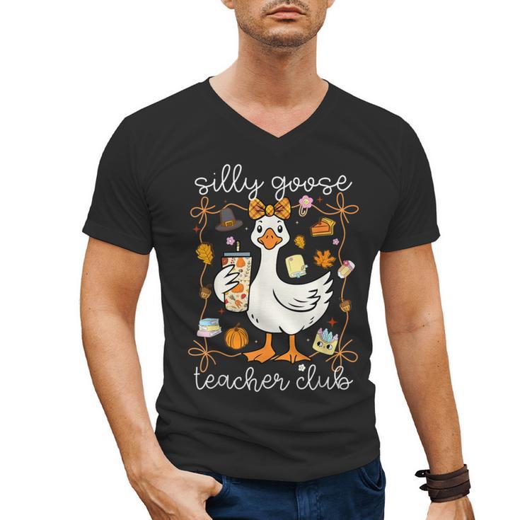 Silly Goose Teachers Club Cozy Fall Teacher Men's V-Neck T-Shirt