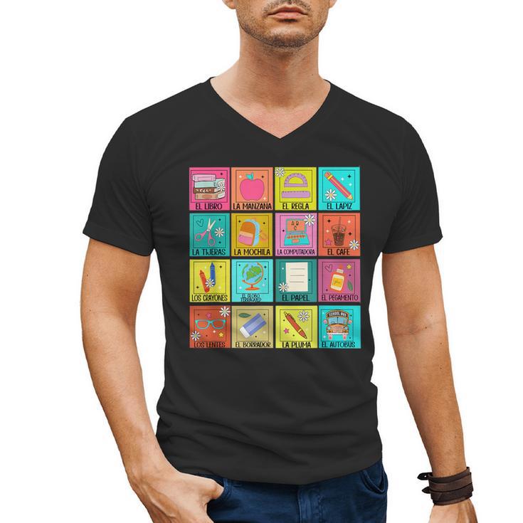 Spanish Teacher Back To School Maestra Dual Language Crew Men's V-Neck T-Shirt