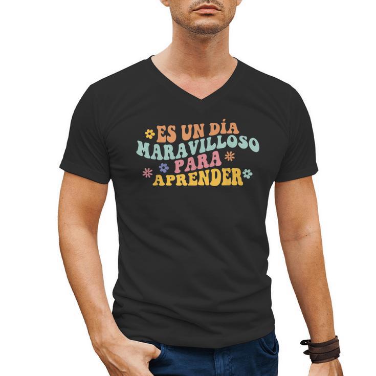 Spanish Teacher Dual Language Bilingual Teacher Cute Preppy Men's V-Neck T-Shirt