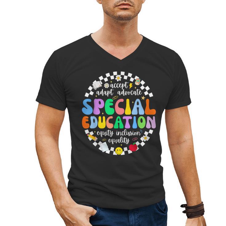 Special Education Teacher SPED Squad Team Kids Men Groovy Men's V-Neck T-Shirt