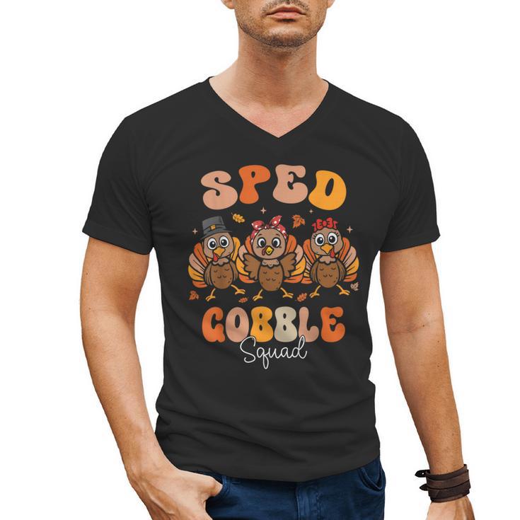 Sped Teacher Gobble Squad Thanksgiving Special Education Men's V-Neck T-Shirt