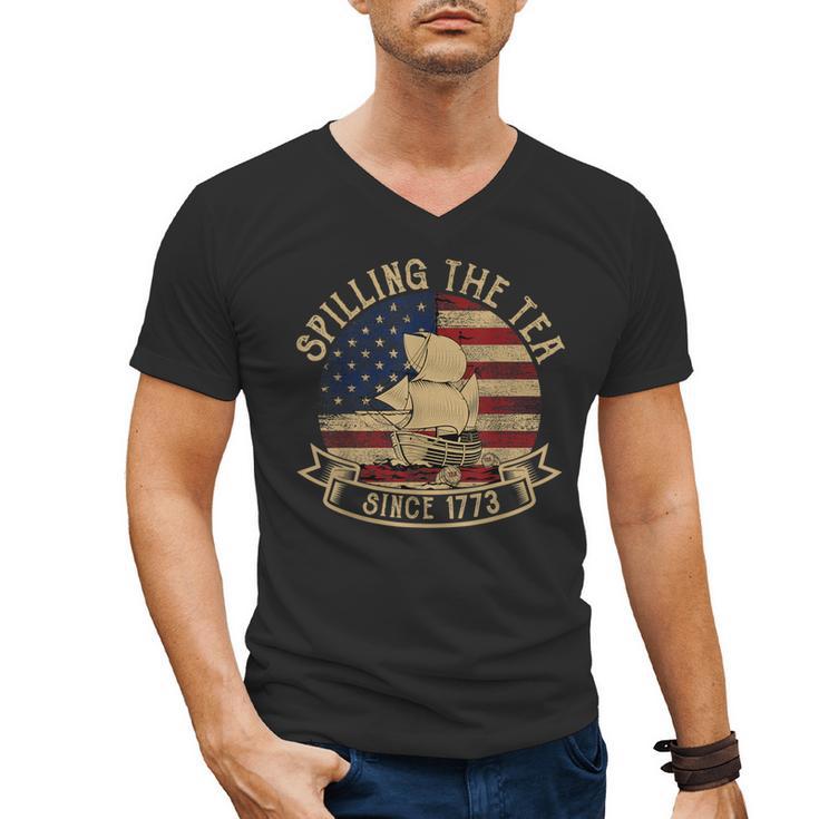 Spilling The Tea Since 1773 American History Teacher Vintage Men's V-Neck T-Shirt