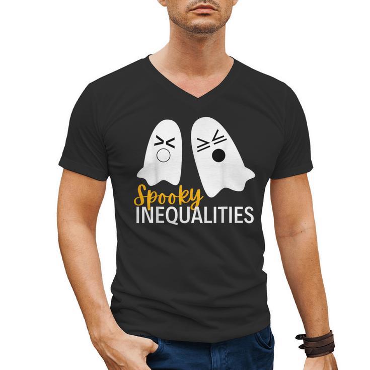 Spooky Ghost Inequalities Halloween Math Teacher Men's V-Neck T-Shirt