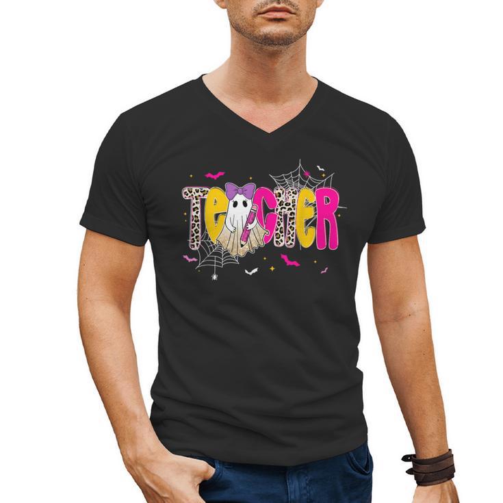 Spooky Halloween Teacher Para Counselor SPED Preppy Boo Kids Men's V-Neck T-Shirt