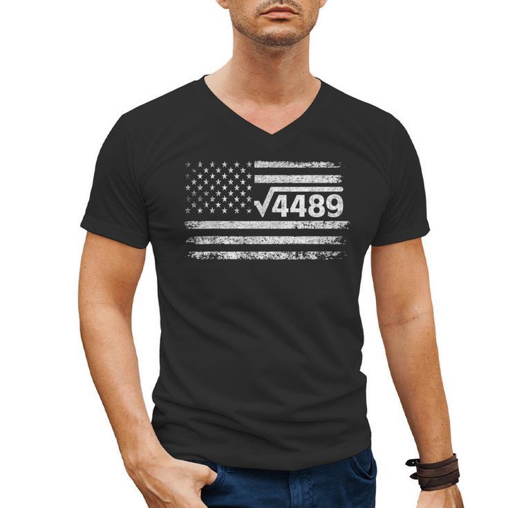 Square Root 4489 Slang Math Teacher Six Seven 6 7 USA Flag Men's V-Neck T-Shirt