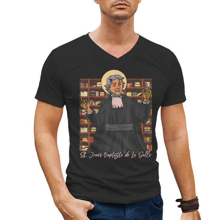 St Jean Baptiste De La Salle Patron Saint Education Teachers Men's V-Neck T-Shirt