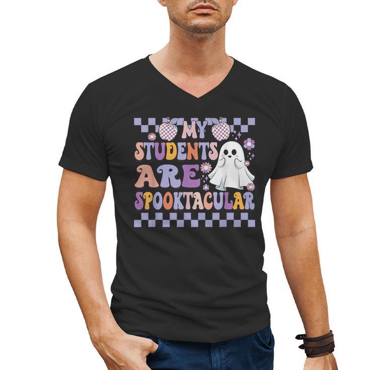 My Students Are Spooktacular Teacher Halloween Vibes Men's V-Neck T-Shirt