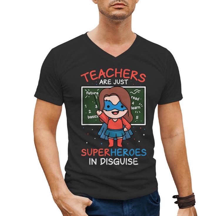 Super Hero Teacher Superheroes In Disguise Men's V-Neck T-Shirt