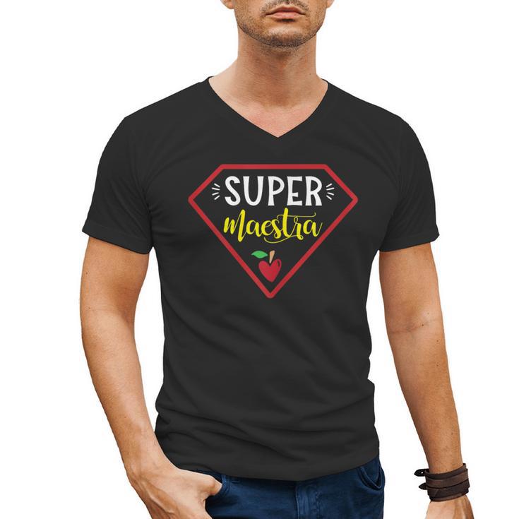 Super Heroe Maestra Espanol Spanish Super Teacher Men's V-Neck T-Shirt