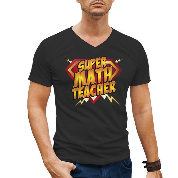 Super Math Teacher Educational Superhero Men's V-Neck T-Shirt