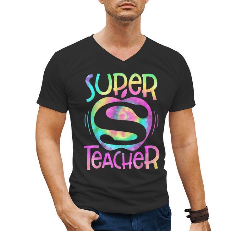 Super Teacher Back To School Apple Tie Dye First Day Men's V-Neck T-Shirt