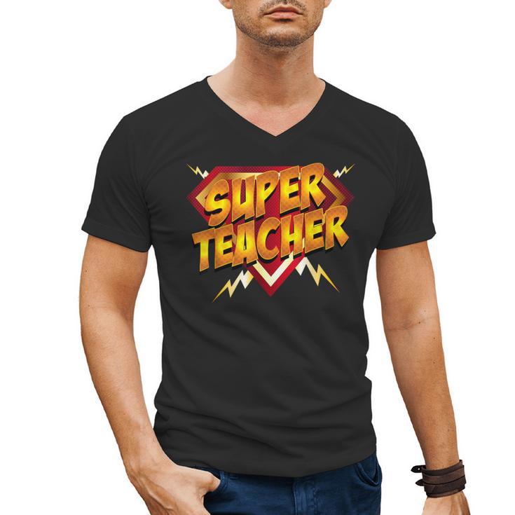 Super Teacher Superhero Back To School Teacher's Men's V-Neck T-Shirt