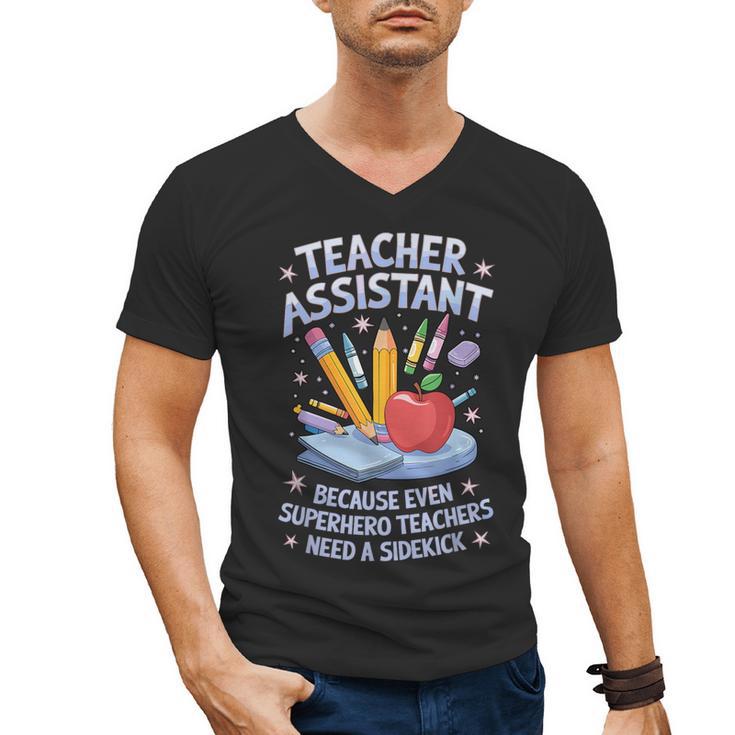Superhero Sidekick Teaching Teach School Teacher Assistant Men's V-Neck T-Shirt