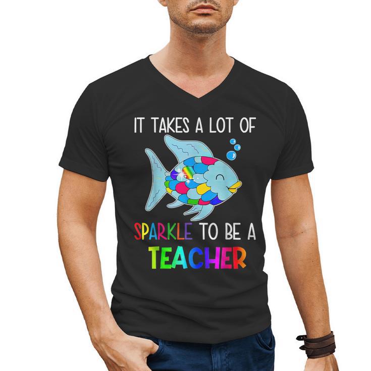 It Takes A Lot Of Sparkle To Be A Teacher Rainbow Fish For Men Women Men's V-Neck T-Shirt