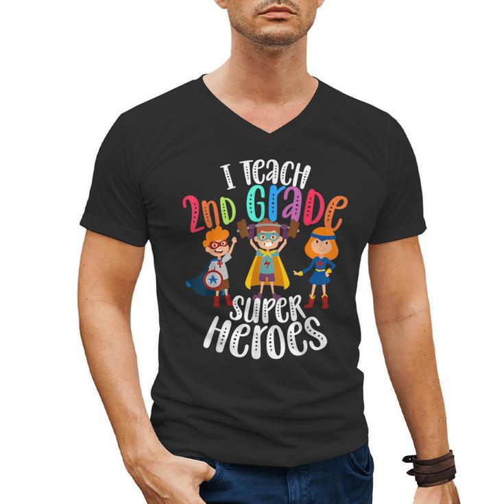 I Teach 2nd Grade Superheroes Back To School Teacher Men Women Girls Kids Men's V-Neck T-Shirt
