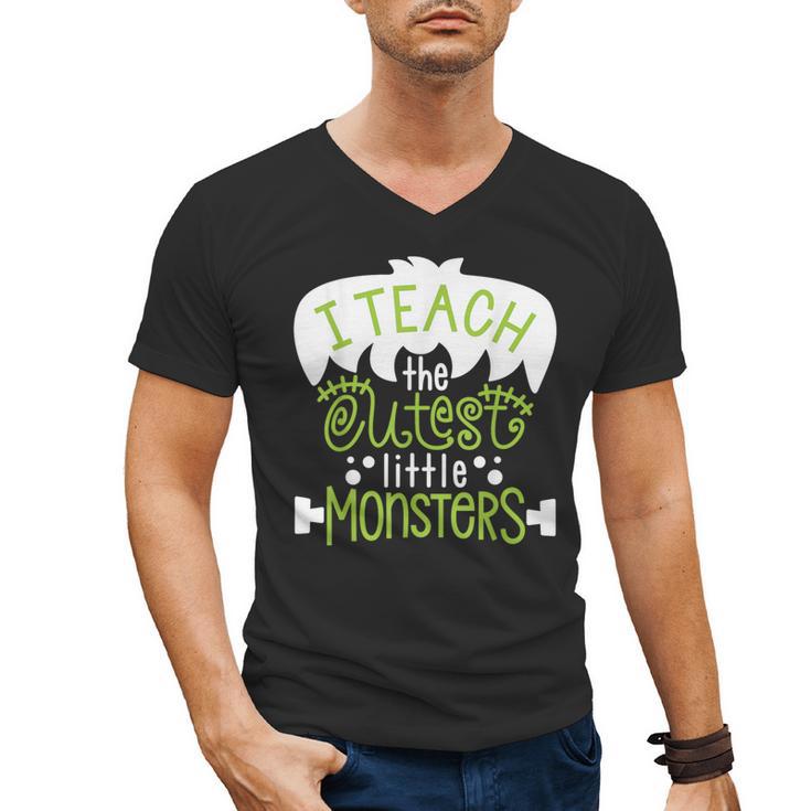 I Teach The Cutest Little Monsters Halloween Teacher Spooky Men's V-Neck T-Shirt