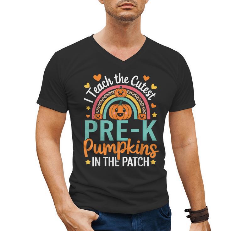 I Teach The Cutest Pre-K Pumpkin Teacher Student Halloween Men's V-Neck T-Shirt