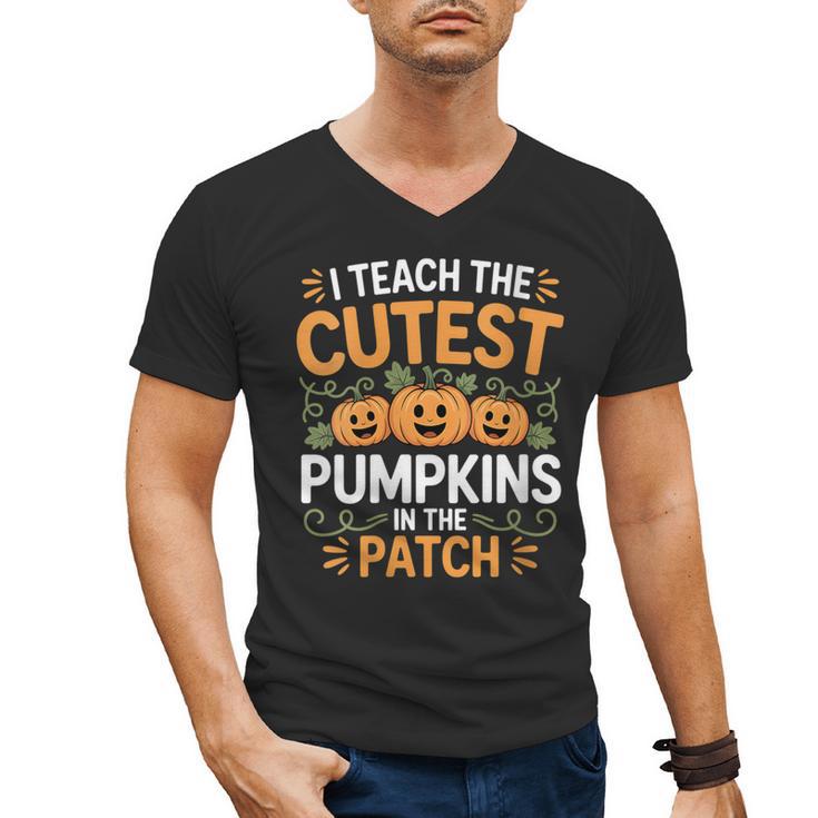 I Teach The Cutest Pumpkins In The Patch Halloween Teacher Men's V-Neck T-Shirt