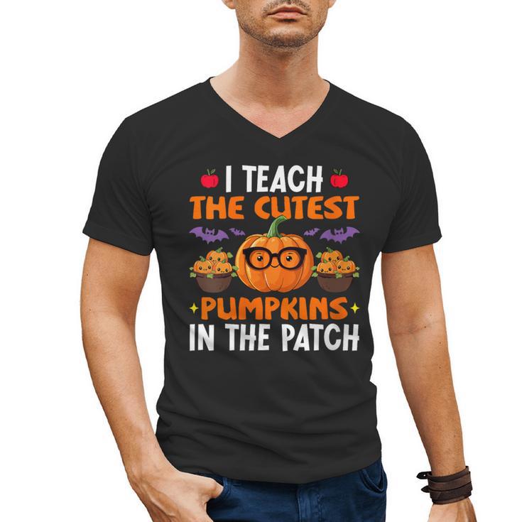 I Teach The Cutest Pumpkins In The Patch Halloween Teacher Men's V-Neck T-Shirt