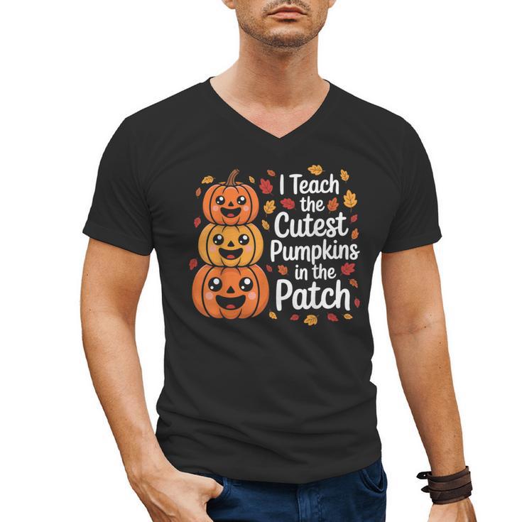 i Teach The Cutest Pumpkins In The Patch Teacher Halloween Men's V-Neck T-Shirt